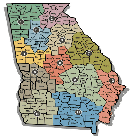 Georgia Family Connection regional map of the state
