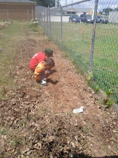 Kids dig in a Newton vegetable garden