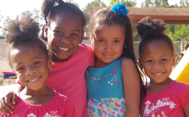 Four girls from Cornerstone smile for the camera