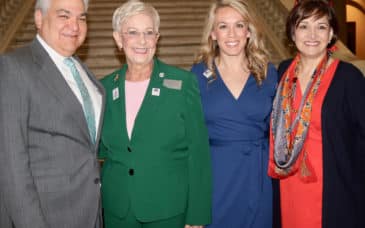 from left: Paul Trianosky, chief conservation officer for the Sustainable Forestry Initiative; Sandra Deal; Ember Bishop Bentley, executive director
of the Georgia Forestry Foundation; and Carmen Deedy