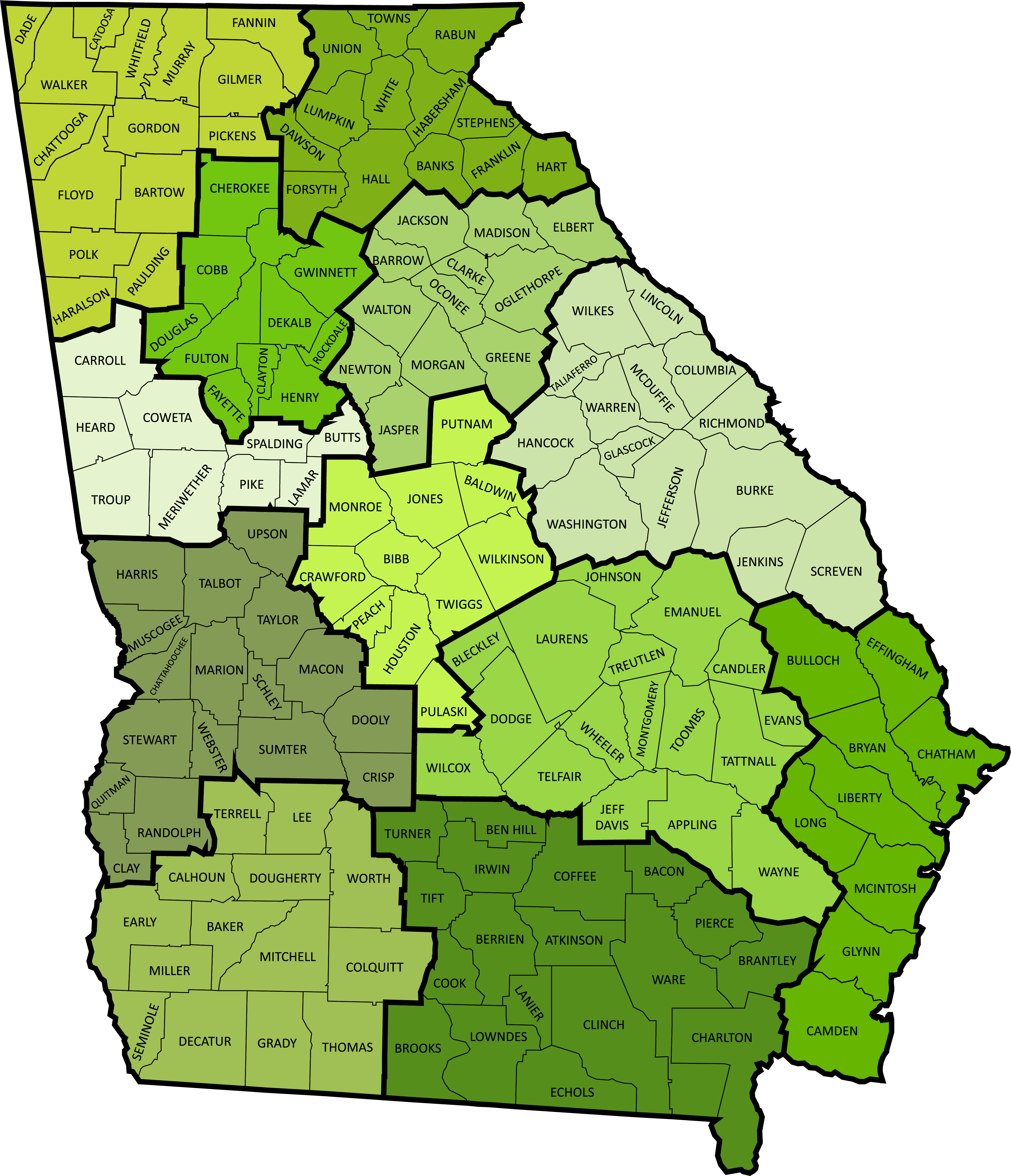 digital map of regions in Georgia